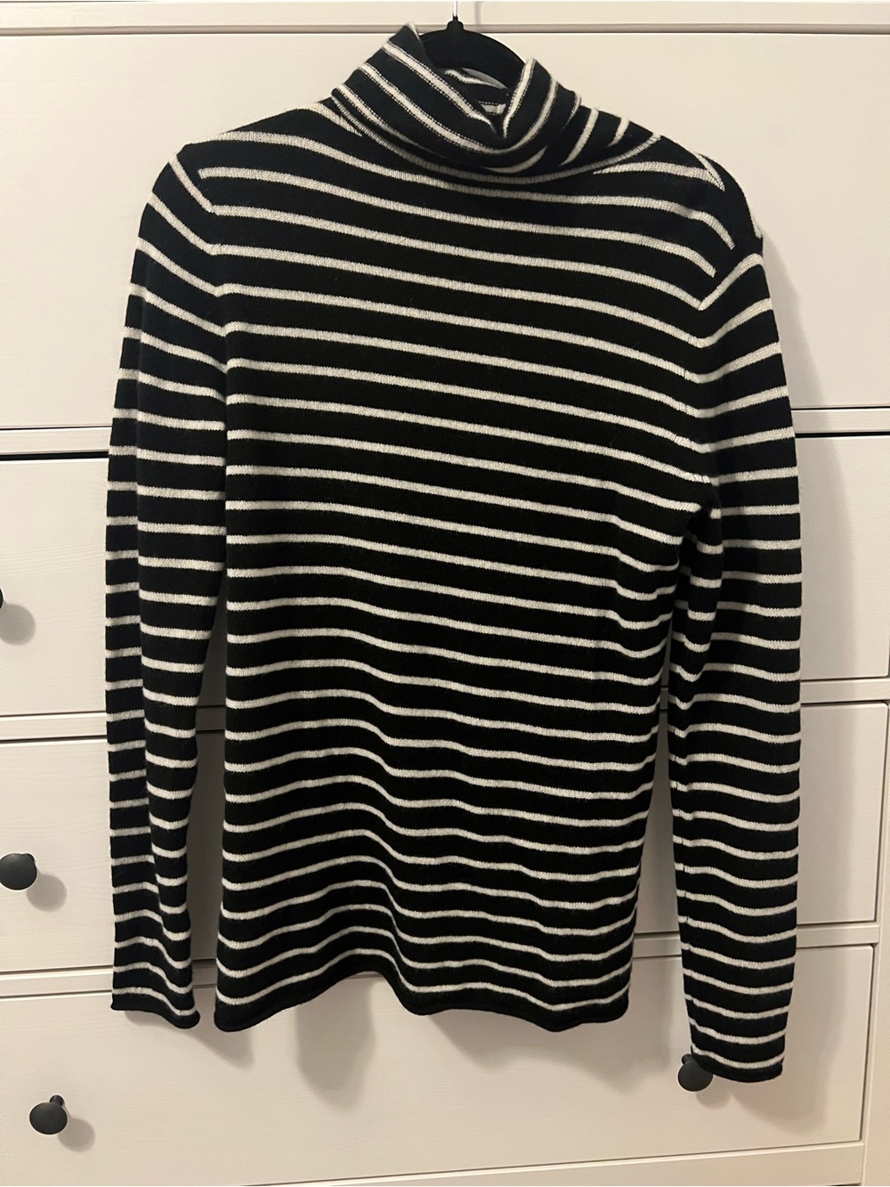 Halogen Black & White Striped Turtleneck Sweater